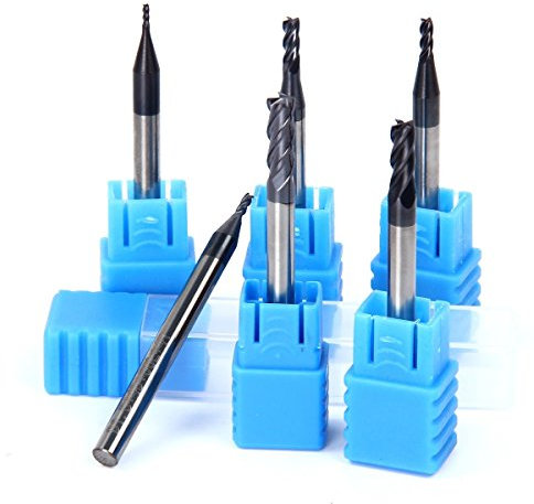 Latinaric 6 piezas CNC Flauta Molino Cortador Broca Herramienta De Taladro 1mm 1.5mm 2mm 2.5mm 3.5mm 4mm Conjunto de herramientas