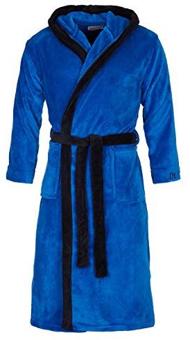 Di Ficchiano Herren MONZA Bademantel mit Kapuze Morgenmantel Herren Nachtwäsche Saunamantel Öko-Tex Standard 100 verifiziert - 3 XL, Blue Black