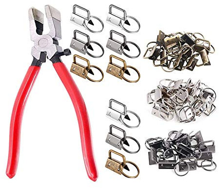 F-BBKO 42Sets 1 Key Fob Hardware - 3 Colors 1 Key Fob Key-Chain Perfect with 1Pcs Key Fob Glass Running Pliers for Key Fob Wristlets Install
