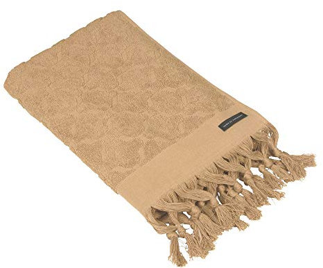 Skandinavisch Französisch Design Frotte Handtuch mit Quasten 'Miah' 50 x 70 cm Safran 100% Baumwolle Vintage Boho