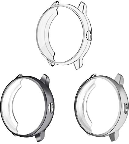 Fintie Hülle kompatibel mit Garmin Vivoactive 3 Smartwatch - [3 Stück] Ultra-Dünn Leichte Polycarbonat Schutz Gehaüse Abdeckung, Silber/Himmelgrau/Transparent