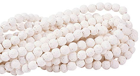 Airssory 10 Stränge natürlicher Lavastein, lose runde Kugelperlen, Stränge für ätherisches Öl, Yoga, Diffusor, Armband, Halskette, Schmuckherstellung, 6 mm