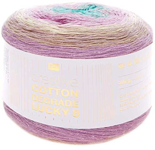 Rico Design Creative Cotton Dégradé Lucky 8, 200 g, ca. 800 m Flieder-Grün (4)