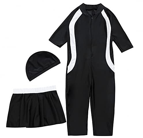 keephen Mädchen Muslimische Bademode Mütze + Overall + Rock 3-teiliges Set Modest Badeanzug Arabische Islamische Bademode Burkini