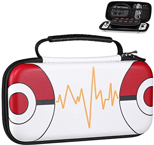 MoKo Tasche Kompatibel mit Nintendo Switch OLED 2021/Switch, Tragbare Reise Rundum Schutz Hartschalen Aufbewahrungstasche für Nintendo Switch Zubehör Tragetasche Hülle Case, Pokeball
