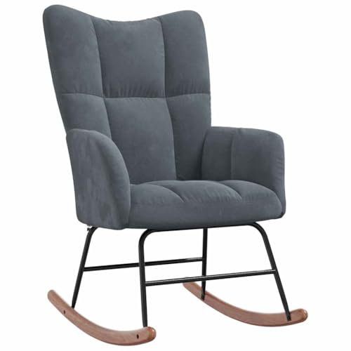 vidaXL Chaise à Bascule Chaise de Relaxation Siège de Relaxation Fauteuil de Salon Salle de Séjour Maison Intérieur Gris Foncé Velours