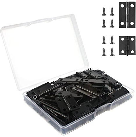 VIPMOON 70 Pcs Small Hinges Set, Jewelry Box Mini Hinges, 2 Size Home Hardware for Doll House Crafts Wooden Jewelry Box, 300 Pcs 7mm Small Screws with Portable Storage Box