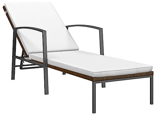 vidaXL Sonnenliege mit Auflage Gartenliege Relaxliege Liegestuhl Strandliege Gartenmöbel Liege Saunaliege Terrasse Garten Poly Rattan Braun