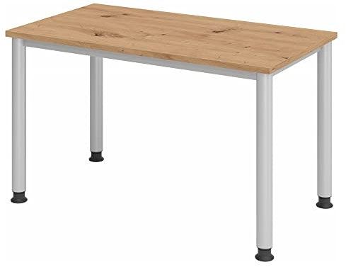 hjh OFFICE Schreibtisch Hilo höhenverstellbar 120 x 67 Asteiche/Silber