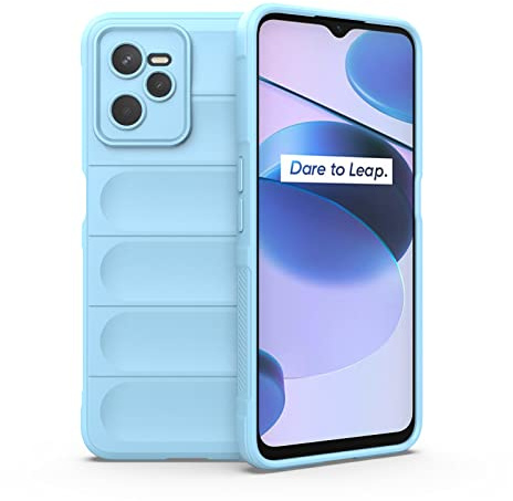 ZZHAO Funda Silicona Líquida para Realme C35/Narzo 50A Prime con Protección Antigérmenes, Carcasa Antichoque de Grado Militar con Revestimiento de Microfibra Suave, Azul Claro