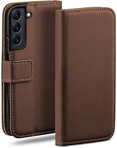 moex für Samsung Galaxy S22 Hülle mit Kartenfach, Handyhülle klappbar 360 Grad Schutzhülle, PU Leder Handytasche Samsung Galaxy S22 Klapphülle Flip Case, Dunkelbraun