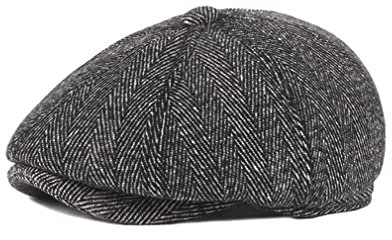 Sleeping forest Schiebermütze mit Ohrenklappen Newsboy Cap mit Klappen Winter Cap 8 PanelFlatcap Herren Dicker Schirmmütze Peaky Herbst/Winter Gatsby Cap Retro Fischgräten Schlägermütze Grau (XXL)