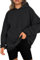 NEYOUQE Pullover Winter Langarm Solid Color Loose Sweatshirts Fleece Gefüttert Soft Pulli Damen Casual Damen Hoodie Schwarz M 40-42