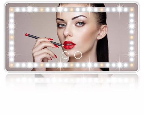 Car Sun Visor Vanity Mirror, with 3 Light Modes & 60 LEDs - Rechargeable Dimmable Clip-on Rear View Sun-Shading Cosmetic Makeup Mirror, Universal for Car SUV(Pure White)