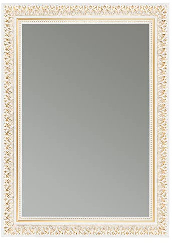 CLAMARO 'Friedrich' Antik Wandspiegel 70x160 cm mit Rahmen | Weiss Gold | Shabby Chic Vintage Barock Spiegel mit Holzrahmen | Barockspiegel inkl. Metall Aufhänger und Montagematerial