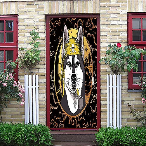 3D Türposter Türtapete Tierischer Hund 90 X 200 Cm Türtapete Selbstklebend Türposter Fototapete Türfolie Poster Diy Selbstklebende Wandbild Pvc Wasserdichte Tapete - Türwandaufkleber