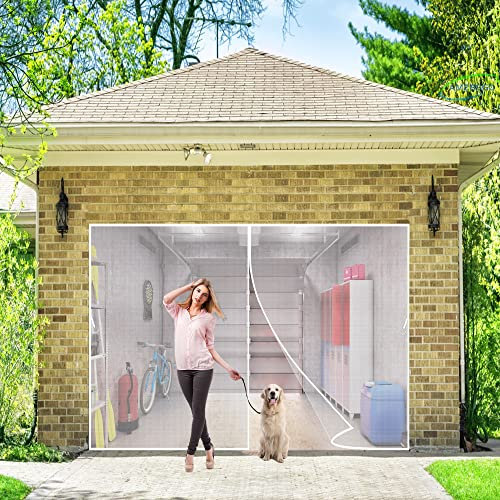 Magnetic Fly Screen Door 240x205 cm Chain, Full Size, Heavy Duty Curtain, Pet Friendly, for House, French Doors - White H