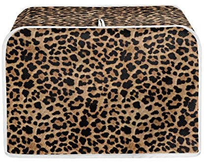 TOADDMOS Brown Leopard Print Toaster Cover 4 Slice Small Bread Maker Kitchen Appliance Protector with Hook