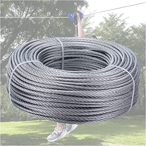OZCULT Cavetto Acciaio Cavo Acciaio 8mm Corda metallica per aeromobili Cavo Zip Line, 304 cavo metallico dell'acciaio inossidabile, per ringhiera, Decking, Picture Hanging, Resistenza alla rottura 700