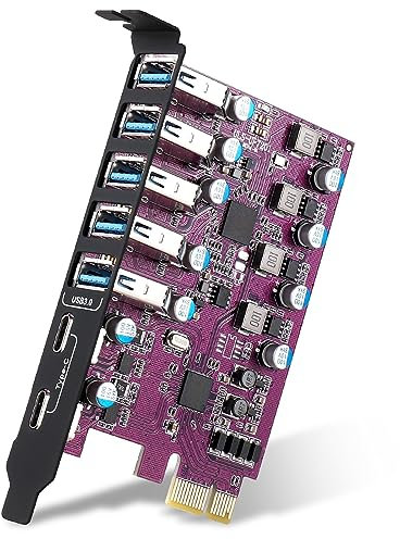 YEELIYA PCIe USB 3.0 Karte 7 Port, PCI Express USB 3.2 Gen 1 Erweiterungskarte Anschluss für Desktop PC Windows und Mac OS