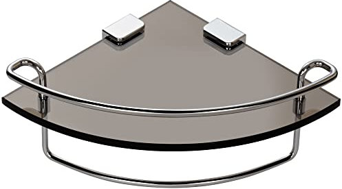 ECKOREA Eckregal aus gehärtetem Glas, 8 mm, mit Handtuchhalter, SUS304-Schienen, Halterung aus Zinklegierung, Wandmontage, ECK-240G-B2