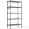 Himimi 5-Draht-Regal mit Rollen, Metall-Aufbewahrungsregal, höhenverstellbar, stehendes Aufbewahrungsregal für Waschküche, Badezimmer, Küche, Speisekammer, Schrank, 76 x 35 x 158 cm, Schwarz