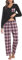 iClosam Pyjama Femme Hiver Coton Ensemble de Pyjama Chaud col V Vêtements de Nuit 2 Pièces Confortable avec Haut à Manche Longue et Bas de Pyjama à Carreaux S-XXL
