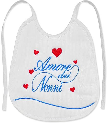 Baby Lätzchen Stickerei Mama, Papa, Schwester, Bruder, Großeltern, Onkel, Nichte, Prinz und Prinzessin Lätzchen Neugeborenen bestickt - Geburt Elegant, Lätzchen Liebe der Großeltern Blau, Baby