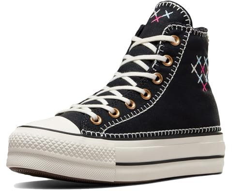 Converse Chuck Taylor All Star Platform Lift Crafted Stitching A08731C, Schwarz Gold, 39 EU