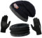 ANCEER Wintermütze Schal Handschuhe Set mit Dicke Thermo Fleecefutter, 3in1 Mütze, Schal & Handschuh-Sets für Herren Damen Winter Beanie Mütze Schal Unisex Schwarz