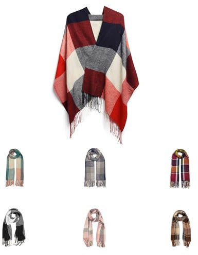 Good Nite Schal Damen Herren Winter Herbst Schals & TüCher Für Kuschelig Flauschig Festlich Großer Karo Warm Weich Scarf Nüchtern und Stilvoll(Rot,200x60cm)