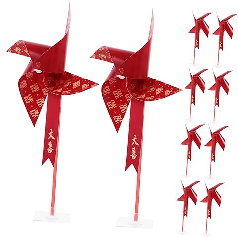 Amosfun 10st Außendekoration Hochzeitsdekoration Drehbare Windskulptur Windrad Aus Papier Windmühlen Im Freien Wind Windspiele, Outdoor-windrad-Handwerk Wind Spinner Hof Windmühle