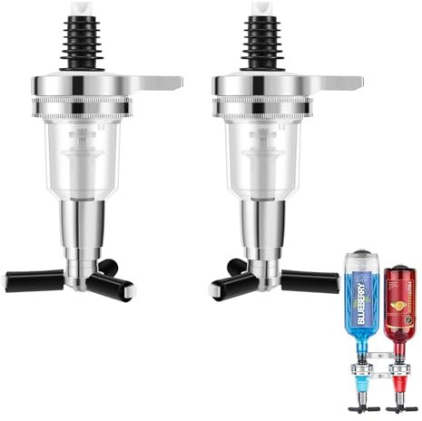 LEWITORS 2 StüCke 45Ml/ 1.5Oz Liquor Dispenser Bar Spirituosen Butler Halter Wand DüSe Shot Dispenser für Drehbaren Likörspender Flaschen Halter Bar Accessoire