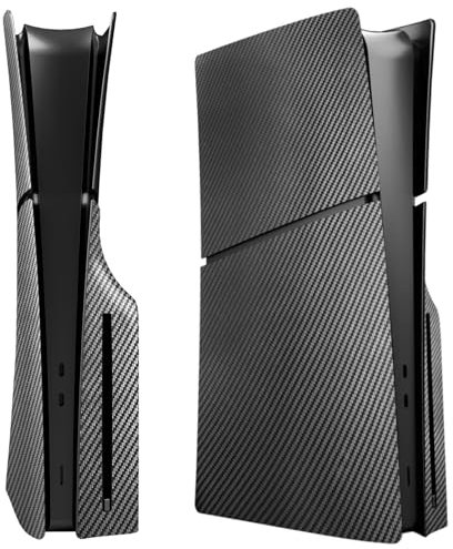 Slim Disc Edition Cover Plates for PS5 Slim Console, Shell Panels Compatible with PlayStation 5 Slim Accessories Protective Replacement Faceplate (Carbon Fiber Black)