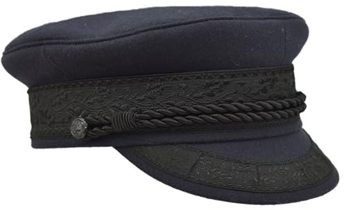 Melegari Matrosenmütze mit Visier | Marine Wolltuch | Prinz Heinrich Mütze | Polarforscher | Herren Damen | Herbst Winter, Marineblau, 57