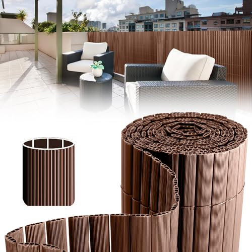 Izrielar PVC Sichtschutzmatte 140 x 800 cm, Sichtschutzzaun Gartenzaun mit Kabelbindern, Sichtschutz für Balkon Zaun, 3-Gewicht-Verstärkung, Balkonverkleidung, Gartenzaun, Braun