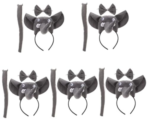 BESTonZON 5 Sätze Kinder Kostüm Elefant, Elefant Kostüm Kinder Set, Elefant Haarreif, Elefant Kostüm Kinder, Cosplay Party Zubehör, Tierkostüm Set Halloween, Geburtstag, Weihnachten