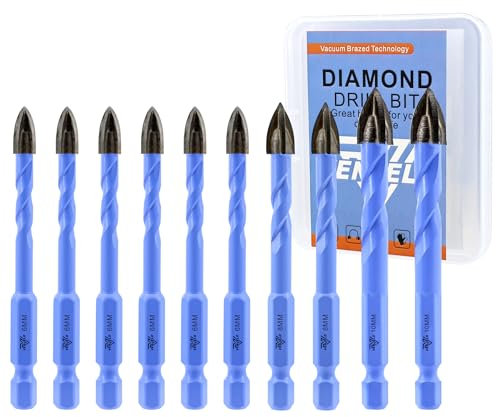 VENJELD Masonry Drill Bits Set - 6mm X 6+8/10mm X 2 10Pcs Carbide Drill Bit for Wood Plastic Masonry Ceramic Tile Concrete Marble - Quick Change Hex Shank with Storage Case
