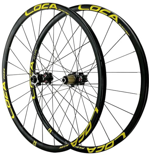 GEIRONV Steckachse 26 27,5 29 Zoll MTB Fahrrad Radsatz, Aluminiumlegierung 4 Lager 24 Löcher Fahrradnabe 8/9/10/11/12 Geschwindigkeit Scheibenbremse Mountainbike-Rad(Gold,29inch)