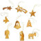 Set mit 9 handgefertigten Christbaumschmuck aus Olivenholz aus Bethlehem - Hochwertige Feiertagsdekorationen aus dem Heiligen Land