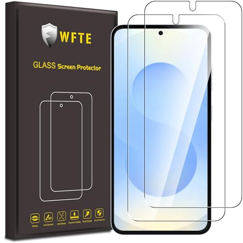 WFTE 2-pack för Samsung Galaxy S25/S24 5G skärmskydd härdat glas | 9H hårdhet, repskydd, anti-fingeravtryck, bubbelfri, HD klar, premiumskyddsfilm för Samsung S25 5G, fodralvänlig