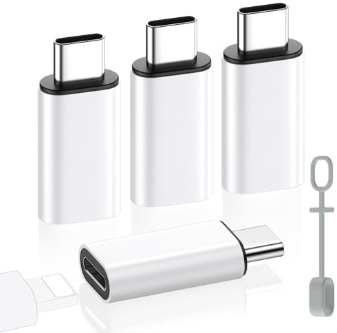 MoKo 4 Pack Lightning Female to USB C Male Adapter,USB-C Lightning Adapter for iPhone Air 17 16 15 Pro Max Plus, iPad Pro/Air, Galaxy,iPhone to USB C Adapter for Data Sync, NOT for Audio/OTG, White