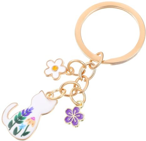 Mabor Katze Schlüsselanhänger Kawaii Schlüsselanhänger Katzendekor Süßer Bag Charm für Schlüssel Rucksäcke Geldbörsen Geburtstagsgeschenke(Weiß)