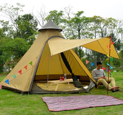 Luxusjurte Zelt für Familienglamping, 4 Saison wasserdichtes Camping -Jurt -Zelt für 5 bis 6 Personen, Leinwand Bell -Zelt für Familiencamping -Jagdparty im Freien