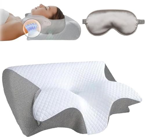 Ergotraum Premium Ergonomisches Kissen, Nackenkissen Aus Memory Foam, Orthopädisches Nackenkissen, Nackenstützkissen Für Seiten, Rücken Und Bauchschläfer (Grey)