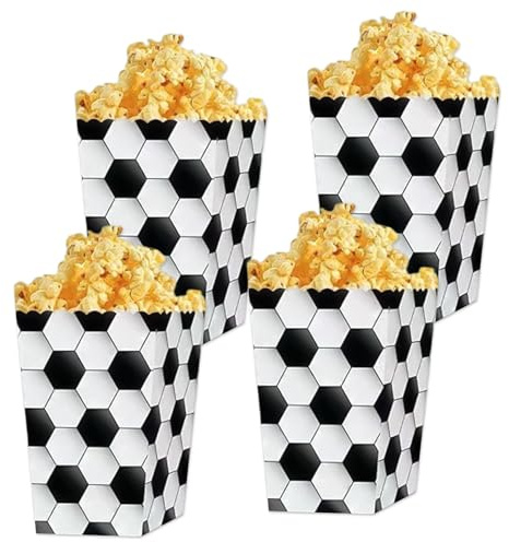 LaVenty Fußball Party Tasche Party Favours Fußball Popcorn Boxen Leckereien | Fußball Party Tasche Party Favours Fußball Popcorn Boxen Leckereien Süßigkeiten Goodies Zubehör für Blöcke Geburtstag Party