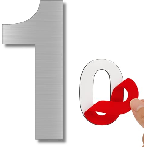 LEIASA | Numero Adesivo - 100 mm - Acciaio Inossidabile 304 - Nº 1 - Numero Hotel - Numerazione Appartamenti Porte - Numero Civico - Esterno e Interno - Grigio 1 (1, 100mm)