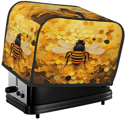 Mexpekil Bee Honeycomb Beehive Toaster Cover 2 Slice Bread Maker Cover Waterproof Kitchen Small Appliance Dust-Proof Covers Toaster Oven Protection, Women Gift