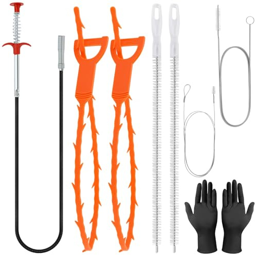 8PCS Drain Unblocker Tools Sink Drain Cleaner Reusable Sink Unblocker | Flexible Grabber Claw Pick Up Reacher Tool for Toilet Sewer Shower Kitchen Bathroom Tub Clogged Drains Opener Cleaning Tool
