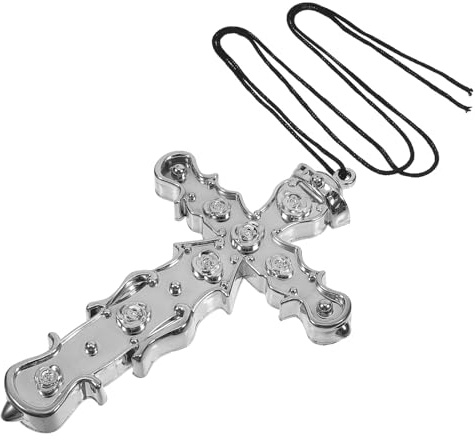 Kisangel Plastik Kreuz Anhänger Halskette für Halloween Cosplay Priester Nonne Kostüm Schmuck Modische Cross Charm Kette für Damen und Herren